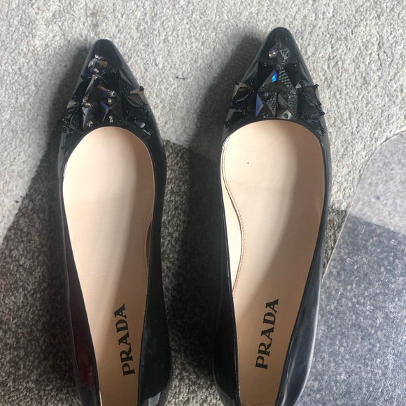 Prada Pointed Toe Jeweled Ballerina Flats - Picture 5 of 5